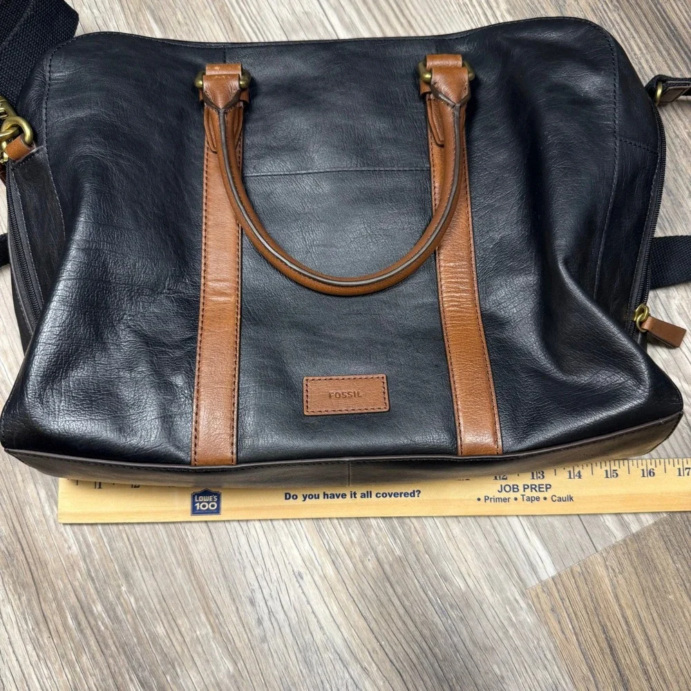 Fossil Leather Evan Satchel Messenger Laptop Work Bag Crossbody Work Bag Handbag